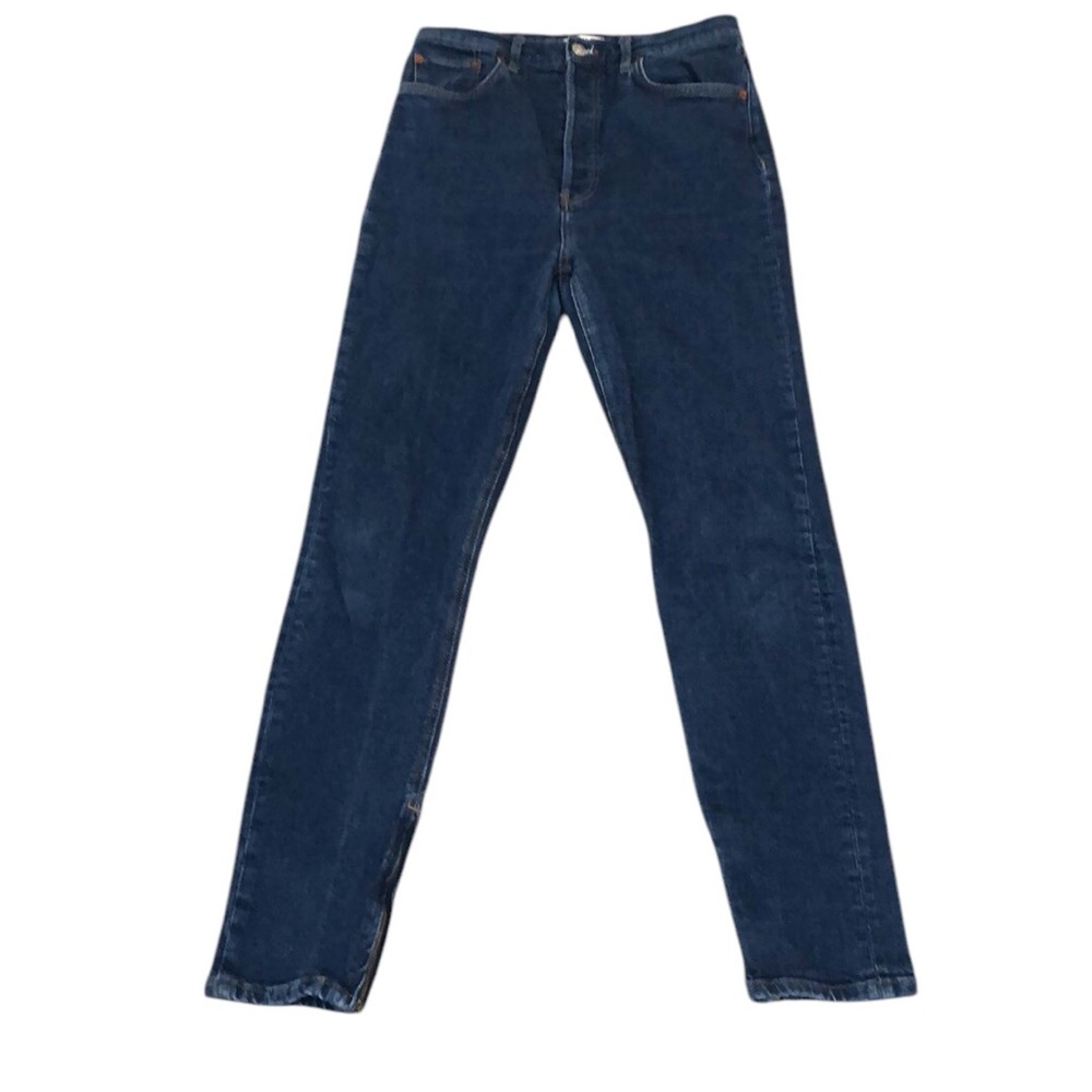 Re/Done Ankle Zip Skinny Jeans Size 29 Dark Blue Denim High Waist